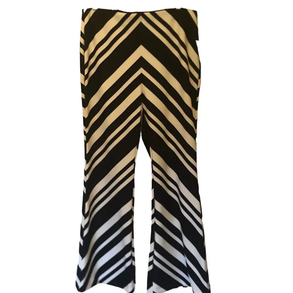 NWT Bar III Chevron Casual Wide Leg Pants black/white sz XL